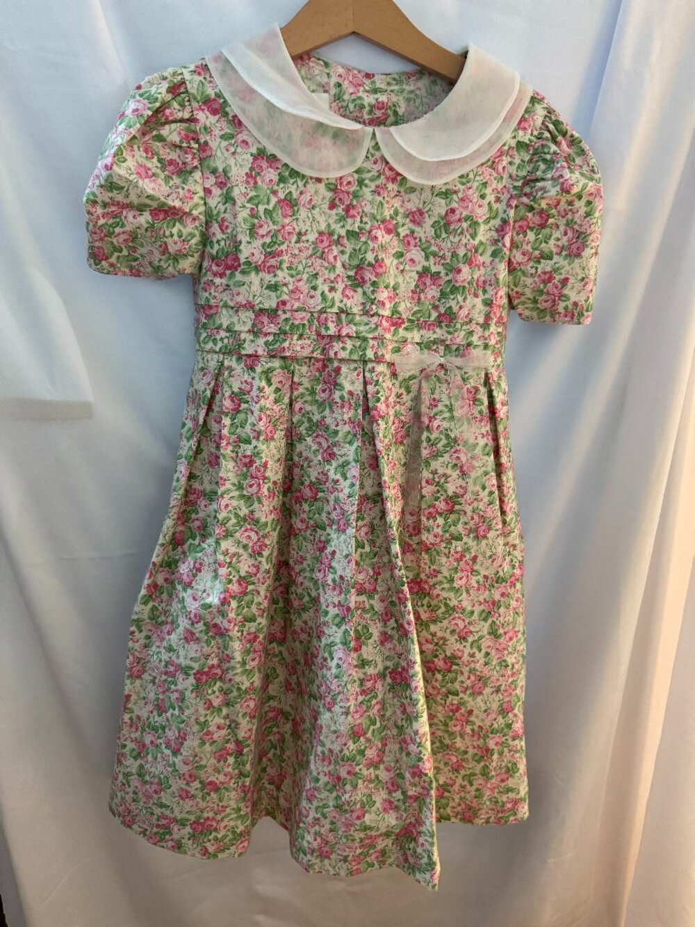 Vintage 90s Bonnie Jean Pink Rose Floral Special Occasion Dress